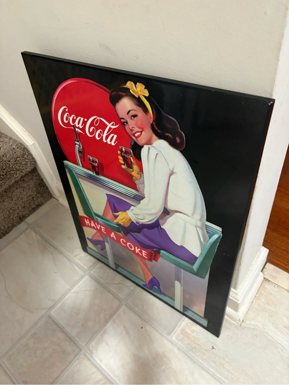 Coca-Cola Retro Diner Poster — Red, Purple & Yellow Accents